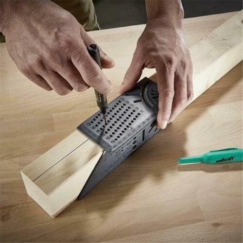 High precision Carpenter Ruler Work Ruler Miter Angle Measuring Gauge Parallel Line Gauge Wood Pipe Square Size Measuring Tool