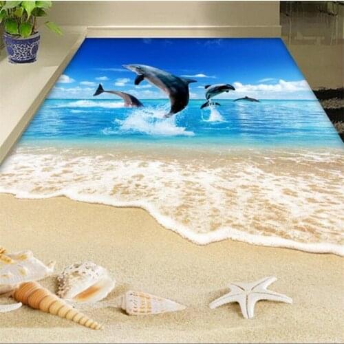 Wellyu Custom Flooring Draw 3D Surf Beach Shells Starfish Living Room Bathroom обои Self-adhesive 3d flooring Papel de parede