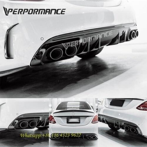 2019y C43 style rear diffuser for W205 C180 C200 C260 C300 rear lip with mufflers W205 C43 bumper 2015-2019y