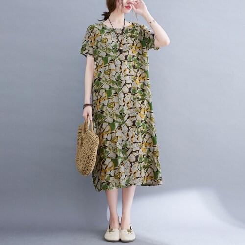 Print Floral Prairie Chic Vintage Dress 2021 New Short Sleeve Loose Summer Dress Women Travel Casual Beach Style Women Dress