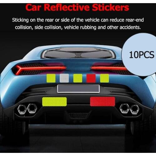 New 10pcs Car Reflective Sticker Decals Warning Strip Tape Night Driving Secure Reflective Stickers Reflective Adhesive Strips