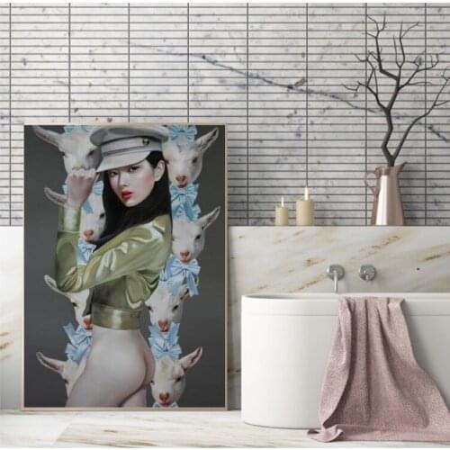 100% Hand Painted Lu Jianjun Nude Artworks s Claseeical Oil Painting on Canvas for Bedroom and Washroom