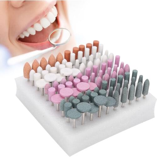 100pc Assorted Dental Stone Grinding Light Curing Resin Polisher Head Burs Stone Nail Drill Bits Set High Temperature Resistance