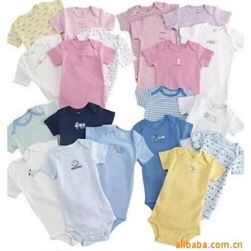2020 0-24 Months Baby Summer Jumpsuit Cotton Short Sleeve Triangle Garments Jumpsuits Boys And Girls Mixed 5pcs