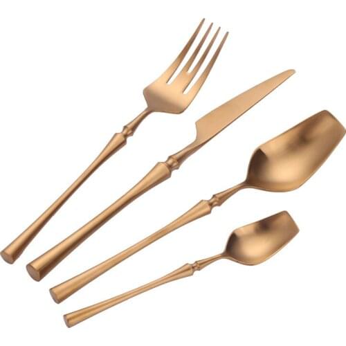 24pcs Western Portable Cutlery Set Travel 304 Stainless Steel Dinnerware Set With Luxury Handle Knife Fork Dinner Tableware Set