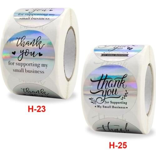 500 / roll 2.5-3.8cm roll rainbow laser thank you for buying commercial decoration sticker label