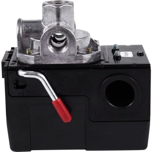 ABSF 5-8Kg 4-Port 26 Amp Pressure Switch Control Valve Air Compressor Heavy Duty Black Automatic Pressure Controller