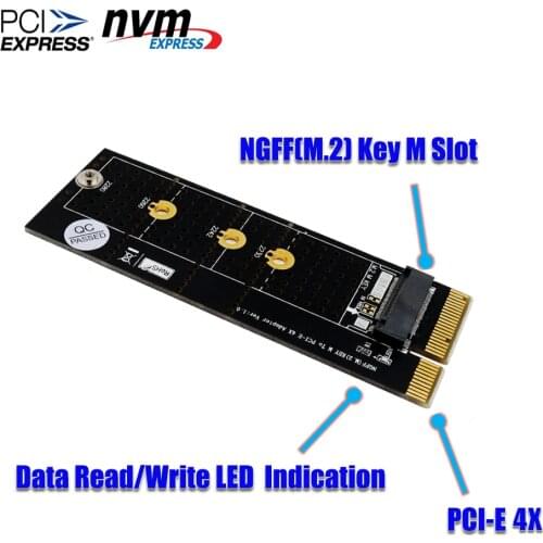 NGFF(M.2) nvme M key SSD to PCI- E 4X Adapter with Heatsink(vertical installation)