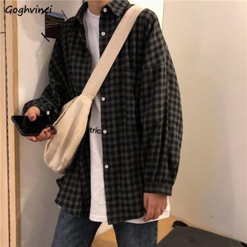 Blouses Women Shirts Plaid Retro Harajuku Students Unisex Stylish Ulzzang Casual All-match Outwear Large Size 3XL Oversize Chic