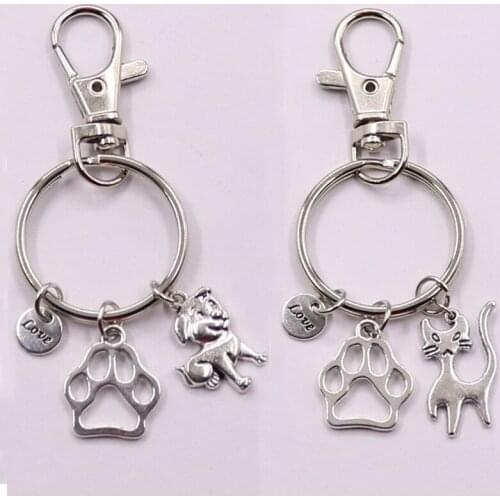 Handmade Crazy Dog/Cat Lady Charm Keychain Keyring I Love Cats Lucky Waving Cat Chinese Cat Charm Paw Pet For Him Her