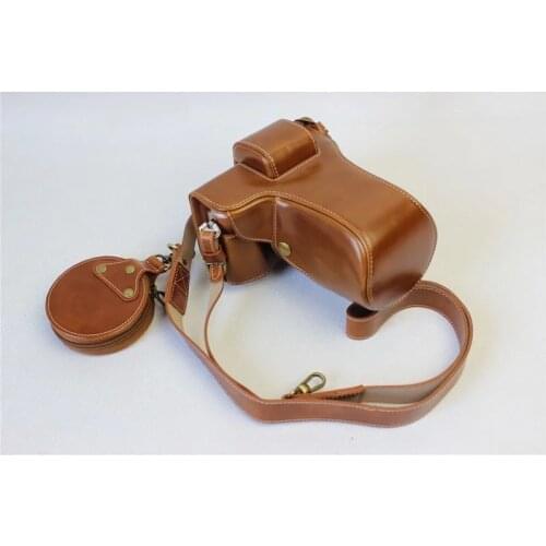 New Luxury PU Leather Camera Case Bag Cover For Olympus EPL8 EPL-8 40-150mm lens With Battery Opening + strap