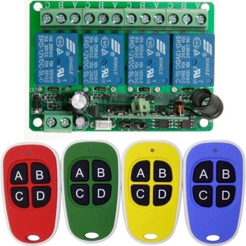 DC12V 4CH RF Wireless Remote Control System teleswitch 4* transmitter +1X receiver universal gate remote control /radio receiver
