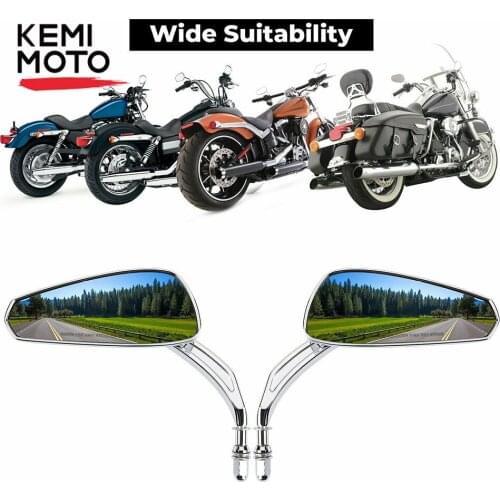 KEMIMOTO Long Stem Mirrors Side Rear view Mirrors for Sportster Dyna Softail Road King Street Electra Glide Road Glide1982-2020