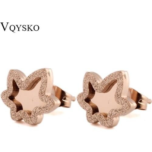 Hot sell Fashion 316L Stainless steel Stud Earring Jewelry maple leaf Earrings for Lady Gril