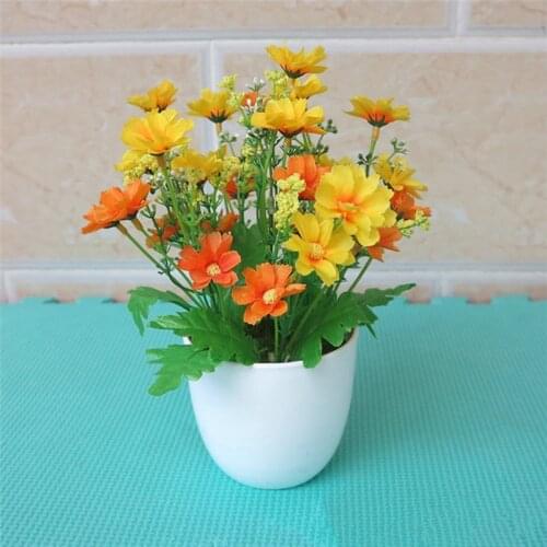Artificial Daisy Flower Potted Plant Bonsai Home Garden Ornaments Decoration DIY Fake Floral Cloth Craft Decoration