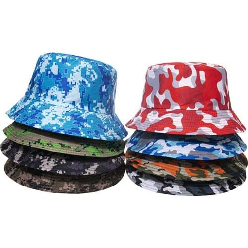 Men and Women Fisherman Cap Camouflage Bucket Hat Folding Sunshade Hats Outdoor Mountaineering Sunscreen Leisure Cap Panama Hat