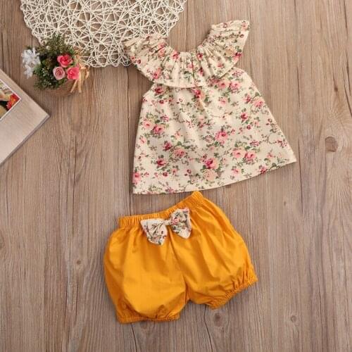 0-3T Baby Girl Clothes set Summer fashion Sets Childrens Cotton blend floral T-shirt+pants 2 PCS Suits Casual Kids Clothing Set