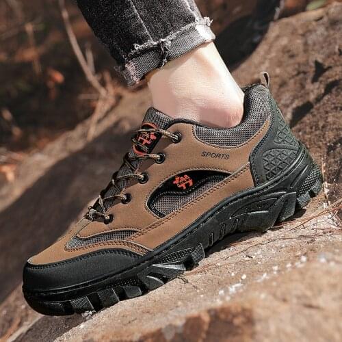 Brown Fashion Waterproof Camping Hiking Shoes Men Outdoor Brand Man Mountain Shoes Low-ankle Breathable Men Trekking Sneakers
