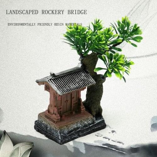 Creative Fish Tank Landscaping Retro House Fish And Shrimp Shelter Courtyard Aquarium Landscaping Tree Micro Landscapedecoration