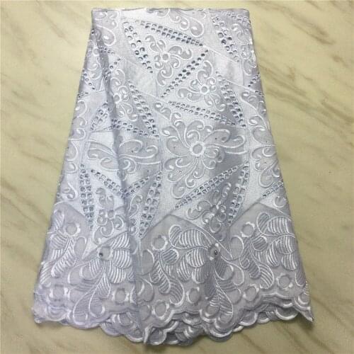 White Dubai Style African Lace Fabric High Quality Embroidery Swiss Voile Lace In Switzerland Small Holes Cotton M4942