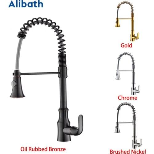 Matte Black Kitchen Faucet Pull Down Kitchen Mixer Tap 360 Degree Rotation Kitchen Sink Taps Hot and Cold Water Faucet Crane