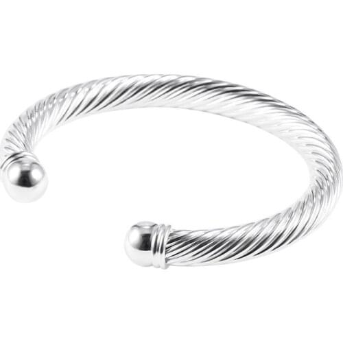 Fashion Simple Men Women Cool Silver Plated Twisted Round Cuff Party Casual Jewelry 2018 Opened Hand Bracelet Bangle