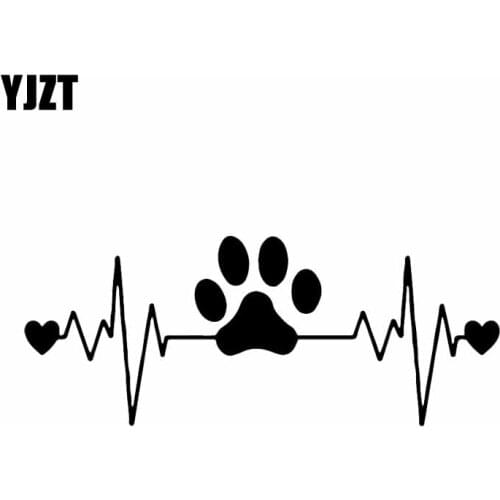 YJZT 17.6X7CM Intereting Car Sticker Vinyl Decal Dog Rescue Lifeline Paw Heartbeat Black/Silver C24-1312