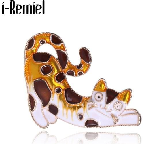 New Cute Enamel Cat Brooch Metal Animal Lapel Pin and Brooches Scarf Buckle Badge Fashion Vintage Jewelry for Women Accessories