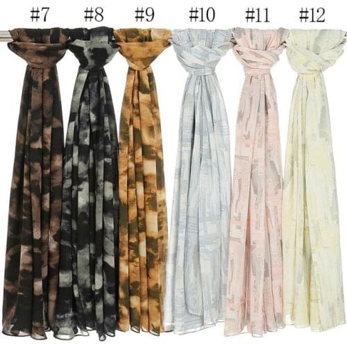 M23 20pcs Newest Arrival Gradient Tie-dyed Chiffon Scarf Hijabs Printed Shawls Women Large Size Muslim Fashion Wraps Wholesal