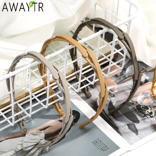 AWAYTR Solid Color Acrylic Retractable Hair Hoop For Women Hairbands Wash Face Headband Fashion Non-Slip Hair Accessories Bands