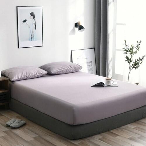 Solid Color Sanding Bedding Linens Bed Sheets 100% polyester Mattress Cover With Elastic Band Double Queen Size Bedsheet