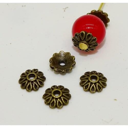 Wholesale 100pcs in Bulk Bronze Flower Metal Bead Caps Silver 8mm for DIY Jewelry Making