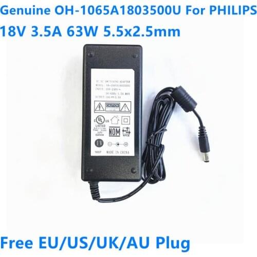 Genuine OH-1065A1803500U 18V 3.5A 63W OH-1065A1803500U2 Power Supply AC Switching Adapter For PHILIPS AS851/10 DS8550/10 Charger