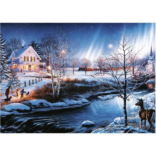 Snow Night landscape Adult Puzzle 1000 Pieces Children Educational challenging Deer Puzzles Toys Child Early learning Gift