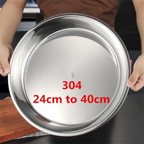 304 Stainless Steel Plate tray Noodle Plate Flat Steamed big Large Size Meal Plate Dual Handle Dough dishes and plates sets dish