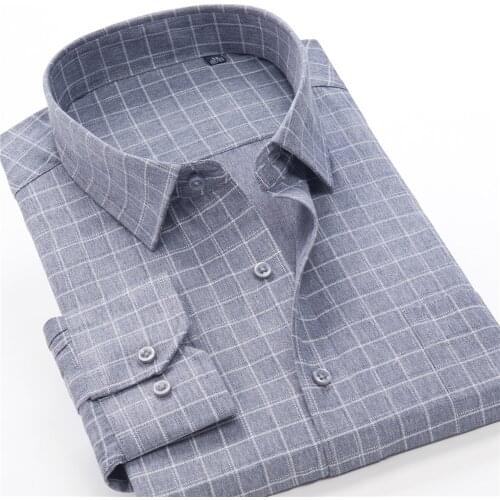 Plus Size 8XL 9XL 10XL Mens Long Sleeve Shirt Loose Casual Striped Plaid Business Work Oversize Brand Shirts Spring Autumn