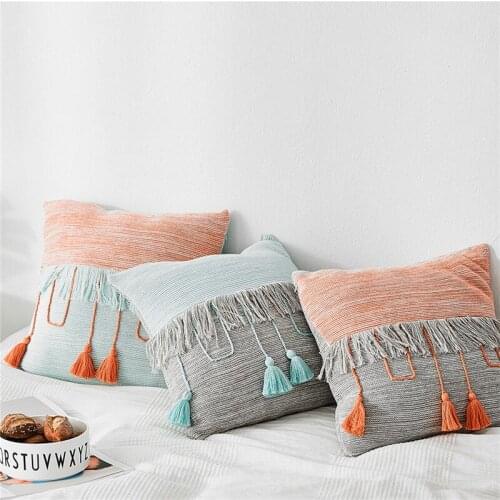 Mix Color Pillowcase Tassels Decorative Sofa Cushion Cover Nordic Style Square Embroidered Cushion Cases Household Items 45x45cm