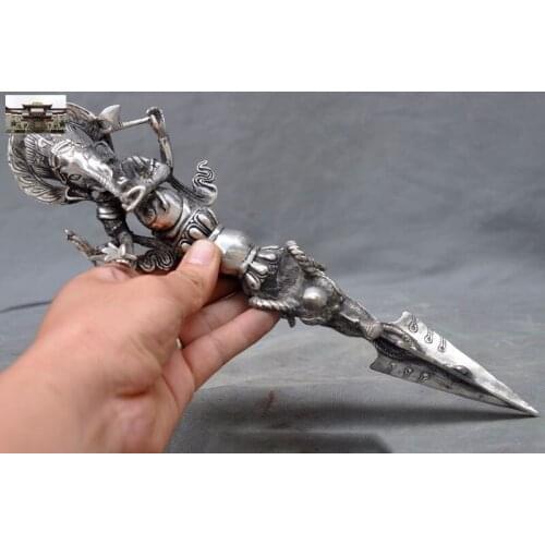 Wedding decoration Tibet Buddhism Silver Tantra Ganesha Buddha Statue Vajra Phurpa Dagger Talisman