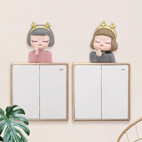 DIY Light Luxury Small Lolita Wall Stickers Cute Switch Stickers Wall Stickers Home Living Room Bedroom Bathroom Home Decoration