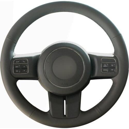 Dark Gray Natural Leather Car Steering Wheel Cover for Jeep Grand Cherokee 2011-2013 Compass Wrangler Patriot 2011-2016