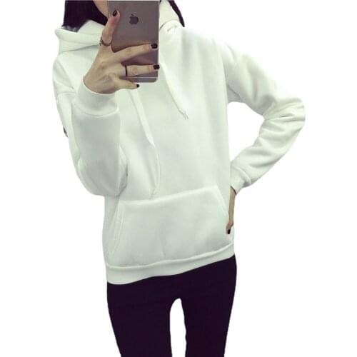 2019 Women Hoodie Sweatshirt B Solid Color Harajuku Hooded Fashion Sweatshirts Long Sleeve Pocket Loose Hoodies Moletom Feminino