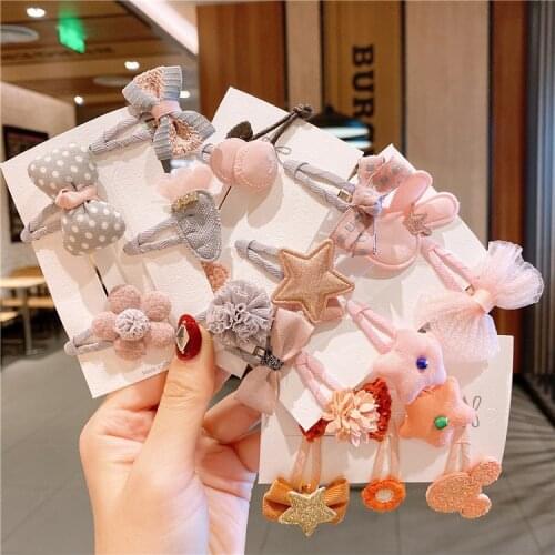 5 Pcs Baby Hair Clips for Girls Bows Flower Kids Hairpins Dot Hairball Children Bb Clips Barrettes Baby Gifts Hair Accessories