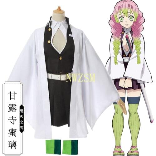 Anime Demon Slayer Kimetsu No Yaiba Cosplay Costumes Kanroji Mitsuri Cosplay Costume Women Japan Kimono Full Set And Wig
