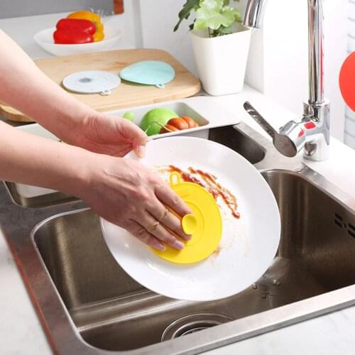 1pc Silicone Dish Bowl Cleaning Brush suction cup Fruit Cleaning Sponges Scouring Pads Cooking Cleaning Tool Kitchen Accessories