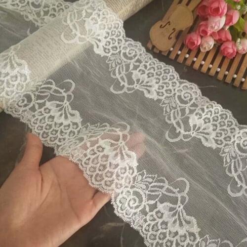 10Meters Exquisite Mesh Embroidered White Elastic Lace Fabric Handmade DIY Sewing Clothes Laces Trim Accessories 17cm