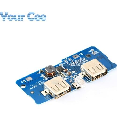 2 pcs Dual Micro USB 3.7v to 5V 2A Mobile Power Bank DIY 18650 Lithium Battery Charger PCB Board Boost Step Up Module With Led