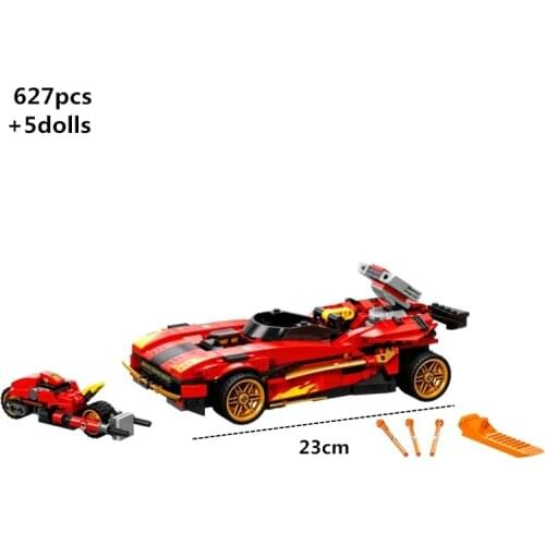 2 IN 1 Modern Update X-1 Ninja Charger Car Building Blocks Sets Bricks Shooting Toys Vehicle Ninja Motorcycle Model Kids Gifts