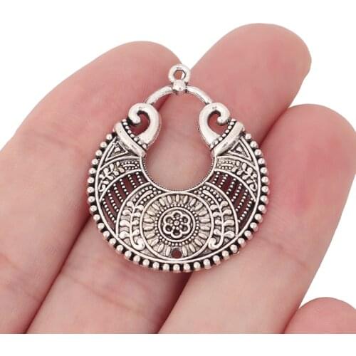 20 x Tibetan Silver Ethnic Boho Tribal Aztec Hippy Round Charms Pendants for Earring Bohemian Statement Jewelry Making 34x28mm