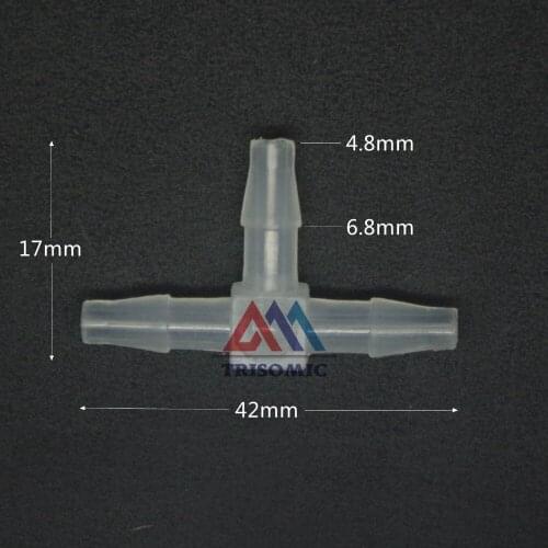 4.8mm T tpye equant Connector Equal Tube Joiner Material PP Plastic Fitting Fish Tank Airline Aquarium