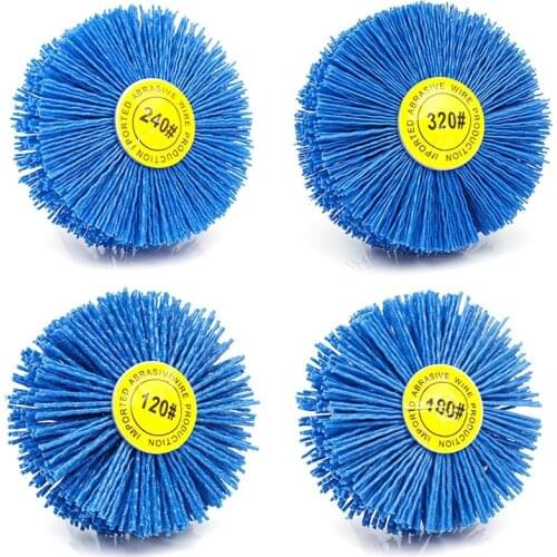 4 Pieces 80x30x6Mm Drill Abrasive Wire Grinding Wheel Nylon Bristle Polishing Brush For Wood Furniture Mahogany Finish